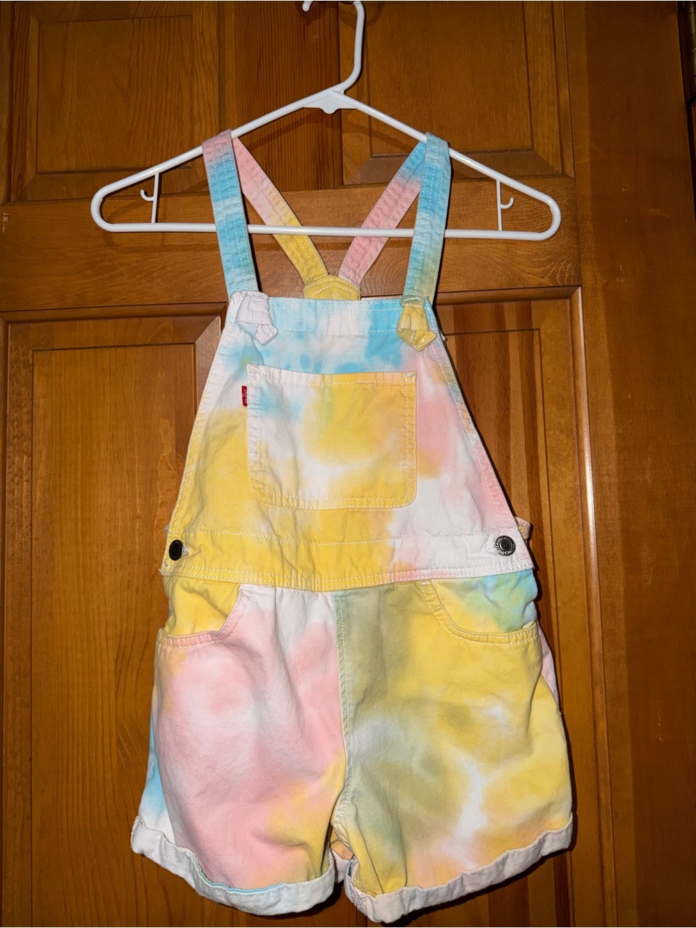Levi Strauss Kids girls Tie-Dye Short Overalls - Pastel Multi size 10 regular